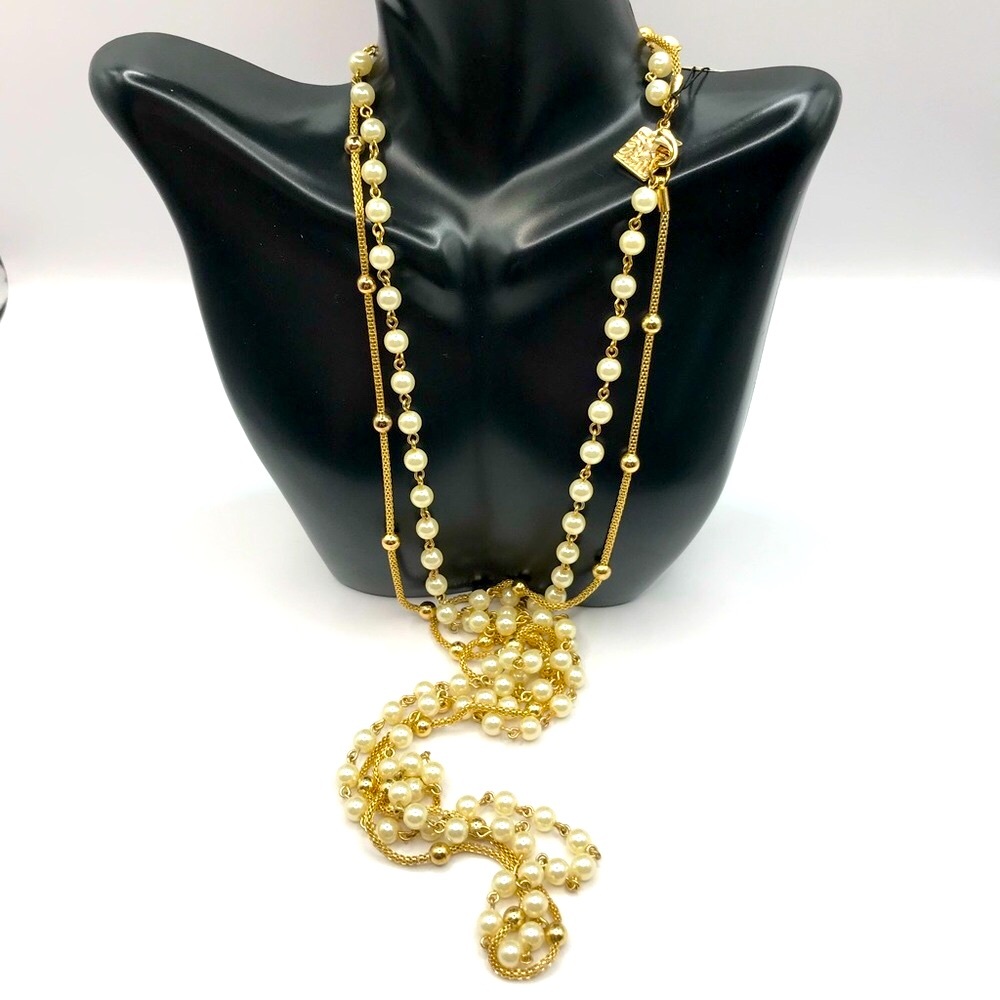 Anne Klein Gold-Tone and Faux Pearl Necklace